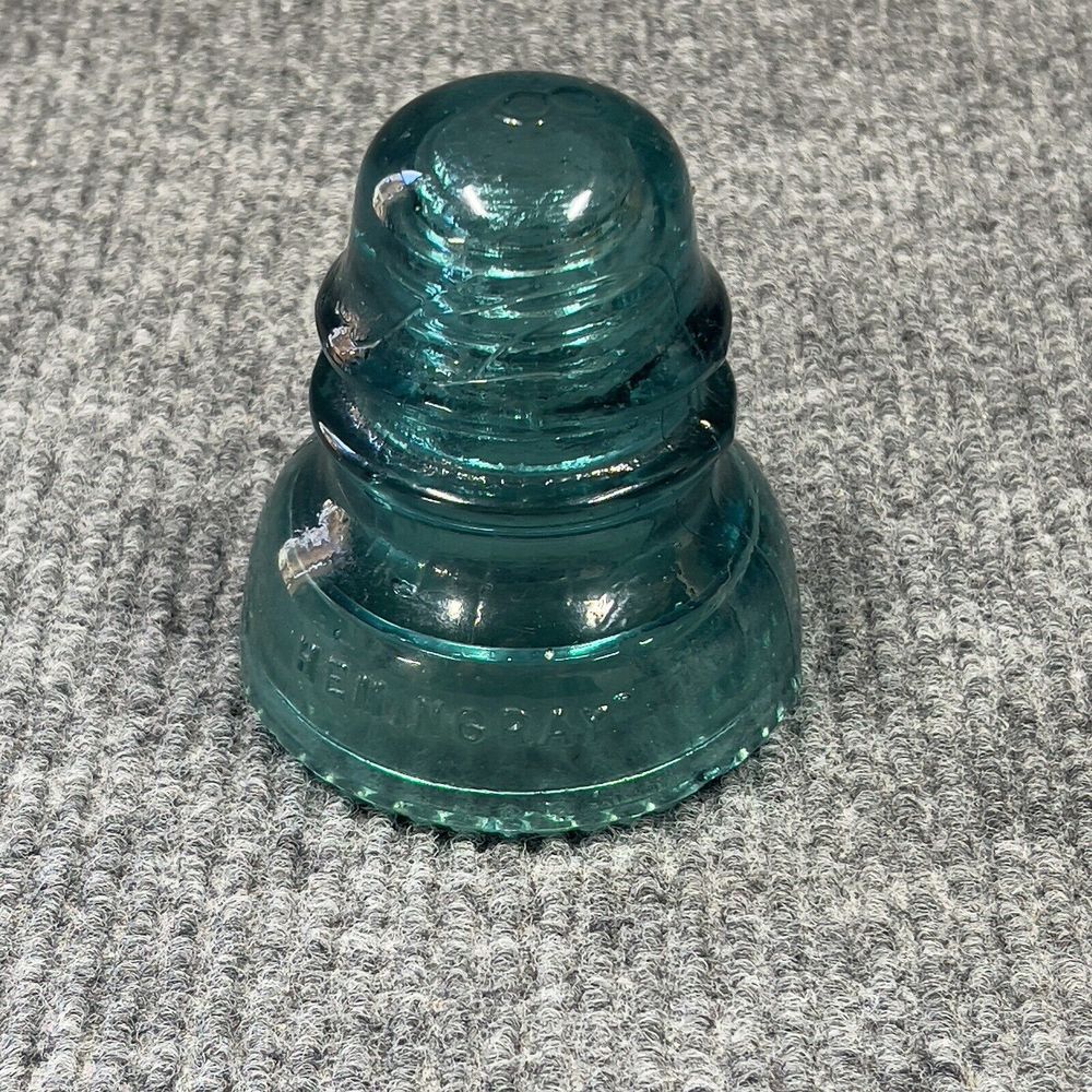 Hemingray 40 Aqua Blue Glass Railroad Telephone Telegraph Line Insulator Antique